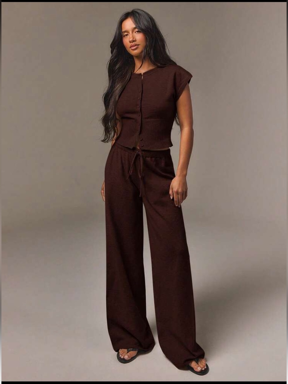 Woman’s two piece knit chocolate brown set - new